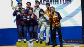 Podium juara ganda campuran SEA Games 2025