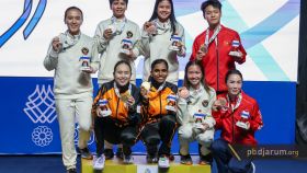 Podium juara ganda putri SEA Games 2025