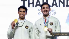 Podium juara ganda putra SEA Games 2025